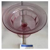 1 PINK PRESS GLASS PEDESTAL FRUIT BOWL Ships