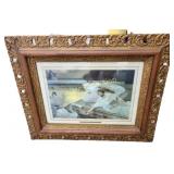 antique victorian oak carved picture frame w/jo