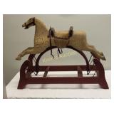 Primitive Carved Wood & iron rocking horse 19th C