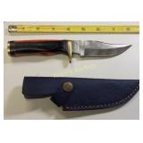 hand made Damascus fixed blade knife w.sheath
