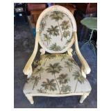 french arm chair palm tree motif