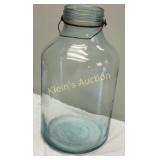 antique 1928 blue tinted glass moonshine jug, picr