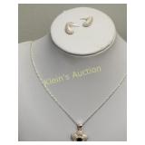 sterling necklace & earrings designer signed