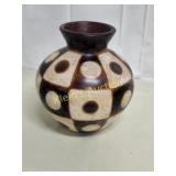 peru folk art pottery vase signed