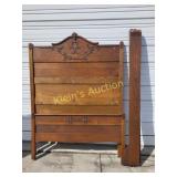antique Eastlake victorian oak bed w/footboard &
