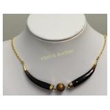 genuine buffalo horn necklace gold tone