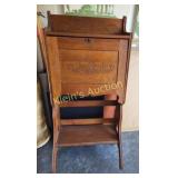 antique oak carved drop front desk