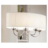 oval chandelier vtg polished nickel six light w/se