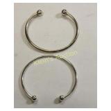 bracelets silvertone cuff ball lot of 2