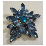 marquis & round cut Blue rhinestone brooch