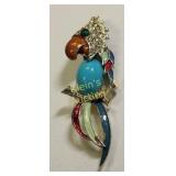 vtg enameled & rhinestone parrot brooch gorgeous!