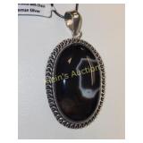 agate pendant necklace w/ chain german silver