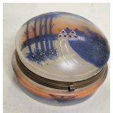 satin glass trinket jewelry powder hinged glass bo