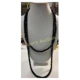 black faceted bead necklace glass? 50"