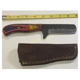 damascus cutter knife w/sheath