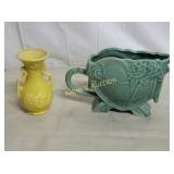 mccoy pottery planter heart shape & yellow vase