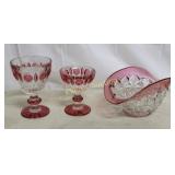 ruby flash glass Indiana  & Tiffin lot of 3