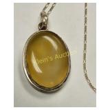 sterling silver & oval yellow butterscotch amber n