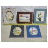 Gladys H burke lot of 5 art pieces 8" x 10" matte