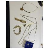 jewelry lot necklaces watch, bracelet, brooch