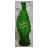emerald green fish glass bottle 1960