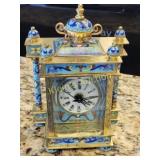 vtg cloisonne carriage / mantel clock hand painted