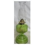 Plume & Atwood risdon lime green glass oil lamp