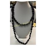 jet black necklace 46" glass? beads