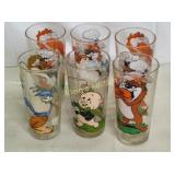 vtg 1976 looney tunes glasses lot of 6, porky, ro