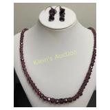 amethyst necklace & earrings 24" 223 carats