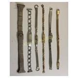 vtg watch bands lot of 6 gold filled, nickel silve