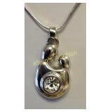 sterling silver chain w/ mother & child pendant