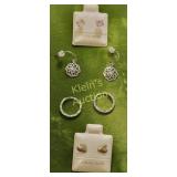 sterling silver earrings lot of 4 pairs snowflake,