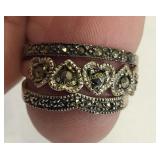 sterling & marcasite rings lot of 3 sz 7 & 8