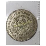 1958 Mexico peso silver coin