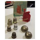 antique sewing lot sterling thimble, buttons, rar