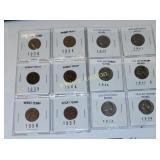 lot of 12 coins old jeff nickels & wheat pennies