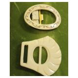 1920"s celluloid paste belt buckles French lot of2