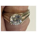 appx 2 carat cz solitaire round cut sterling ring