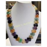 faux stone layered necklace lucite diamond shaped
