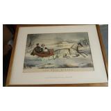 Currier & Ives Knirsch, The Road, Winter lithogrh