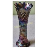 Northwood carnival glass cobalt diamond point vase