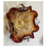 primo murano glass dish controlled bubble rolled