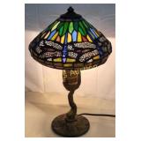 antique koi fish lamp w/ stained glass dragonfly a