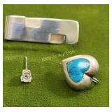 sterling silver brooch, pin, earrings