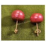 14K gold and 9mm pearl earrings pierced