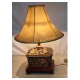 porcelain cobalt blue & gilded ginger jar lamp