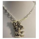 silvertone christmas stocking necklace & 18" chain