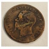 1862 Italy 5 centesimi coin vittorio emanuele 11