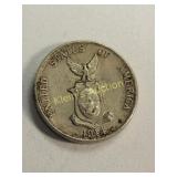 1944 silver coin 5 centavos filipinas ef+ wwII